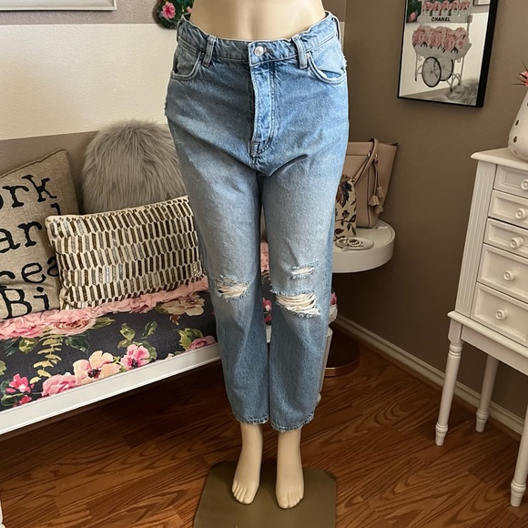 Free People distressed button fly high rise jeans size 27 - Picture 7 of 8